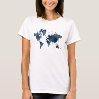 World Map Watercolor Navy