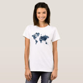 T-shirt World Map Watercolor Navy (Devant entier)