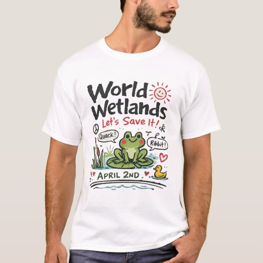 T-shirt World Wetlands Day Cute Frog Illustration (Devant)
