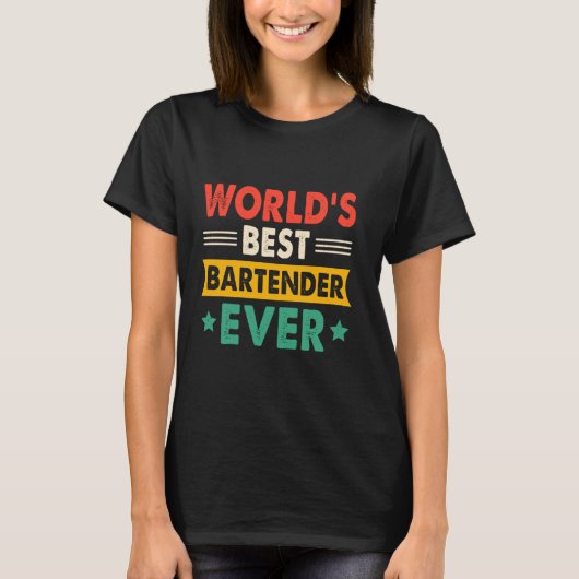 T-shirt World's Best Bartender Ever Funny Retro (Devant)