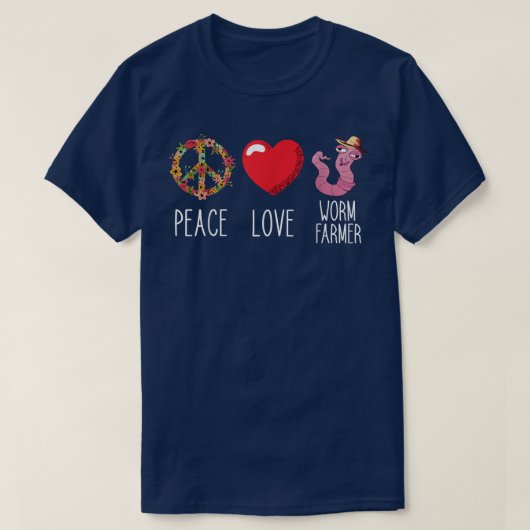 T-shirt Worm Farmer Heart Hand Catch Love Peace Compost Wo (Design devant)