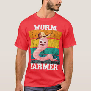 T-shirt Worm Farmer Vintage Retro Red Wiggler Worm Vermicu