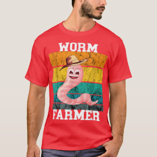 T-shirt Worm Farmer Vintage Retro Red Wiggler Worm Vermicu