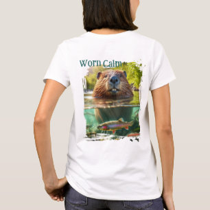 T-shirt Worn Calm Cerf et Castor à la scène de Trout Cre