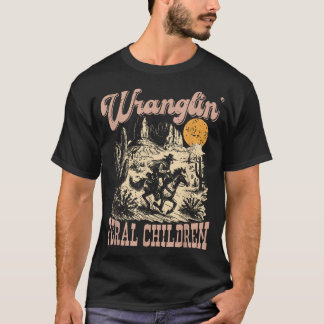 T-shirt Wranglin' Feral Children Raccoon 90S Western