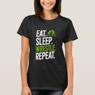 T-shirt Wrestling Life Eat Sleep Wrestle Repeat Mat