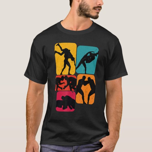 T-shirt Wrestling wrestling Retro Design (Devant)