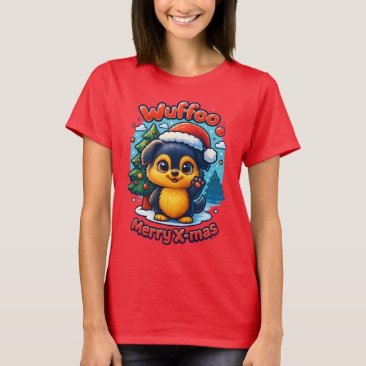 T-shirt Wuffoo Molli Merry X-mas Kawaii 3D Holiday (Devant)
