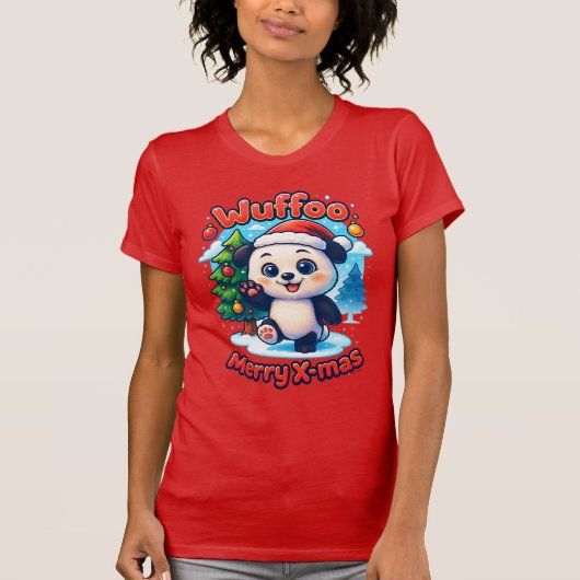 T-shirt Wuffoo Poppi Merry X-mas Kawaii 3D Holiday (Devant)