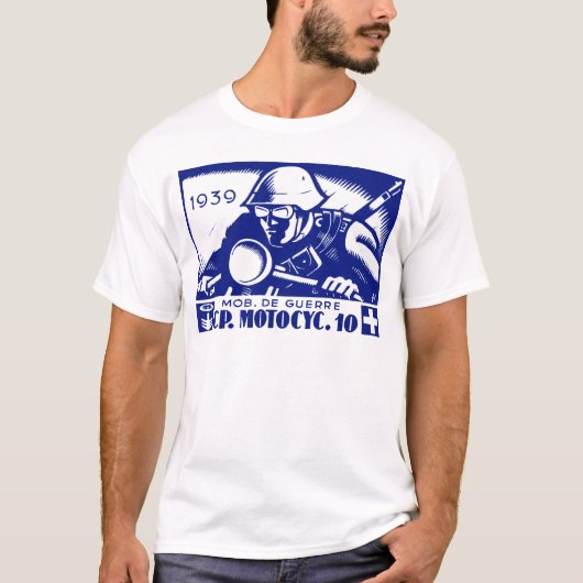 T-shirt WWII Swiss Motorcycle Company, bleue (Devant)