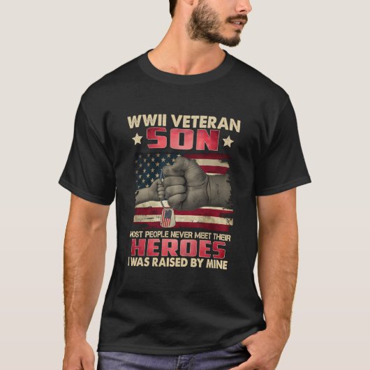 T-shirt Wwii Vétérinaire Fils J'Ai Été Élevé Par Mon Héros (Devant)