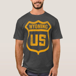 T-shirt Wyoming - autoroute américaine en détresse patiné