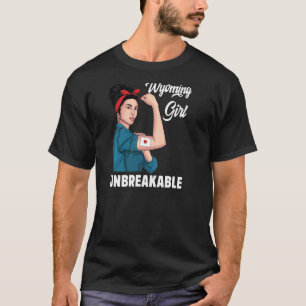 T-shirt Wyoming Girl'incassable State Map Drapeau Souvenir