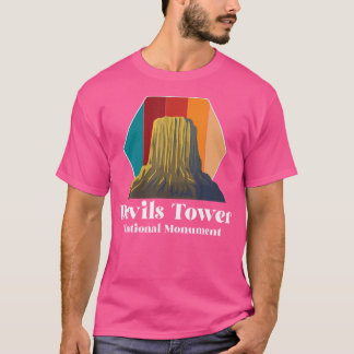 T-shirt Wyoming Retro Devils Tower National Monument Souve