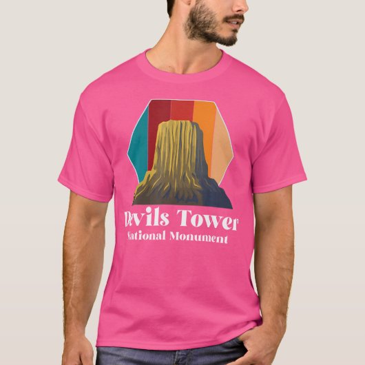 T-shirt Wyoming Retro Devils Tower National Monument Souve (Devant)