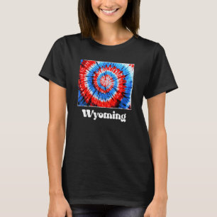T-shirt Wyoming Tie Dye Rouge Bleu Bleu Patriotique