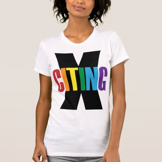 T-shirt X Citation Excitant Blanc Rainbow Lettres d'origin (Devant)