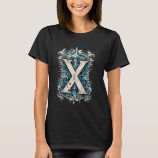 T-shirt X Lettre Alphabet Vintage Monogramme X Initiales N