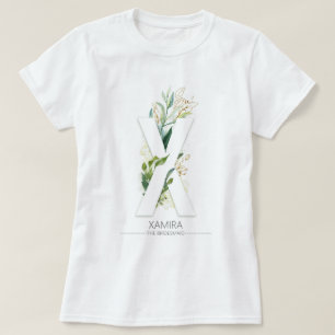 T-shirt X Monogrammes Feuilles de verdure or Élégant