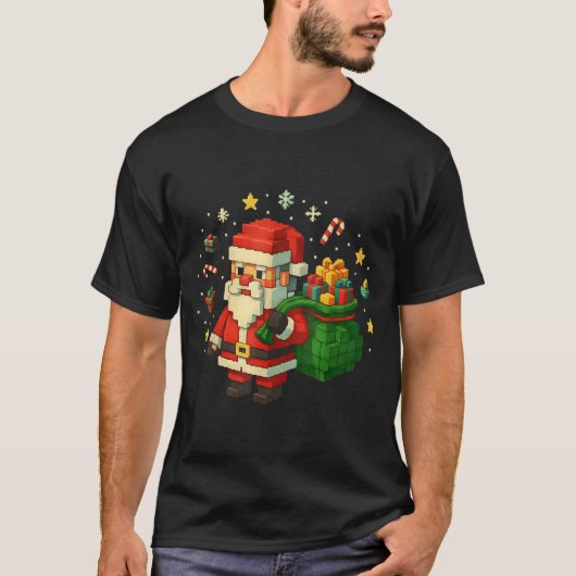T-shirt Xel Santa Claus With Retro Gamer Christmas  (Devant)