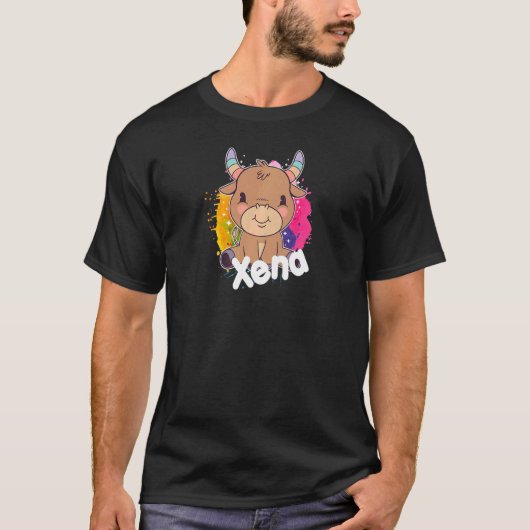 T-shirt XENA Beau nom de fille avec adorable petite vache (Devant)