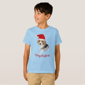 T-SHIRT XMAS BEAGLE PUPPING CHIEN EN ROUGE SANTA HAT NOËL  (Devant entier)