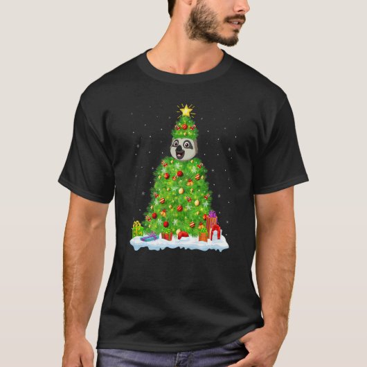 T-shirt Xmas Decorations Lights Santa Sloth Christmas Tree (Devant)