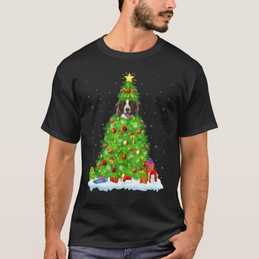 T-shirt Xmas Decorations Santa Bearded Collie Dog Christma (Devant)