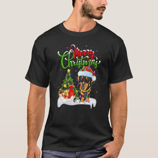 T-shirt Xmas Decorations Santa Dachshund Dog Christmas (Devant)