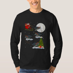 T-shirt Xmas Éclairage Père Noël équitation baleine à