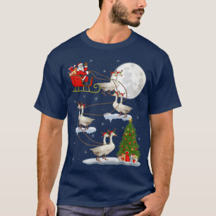 T-shirt Xmas Éclairage Père Noël équitation Oie des neiges
