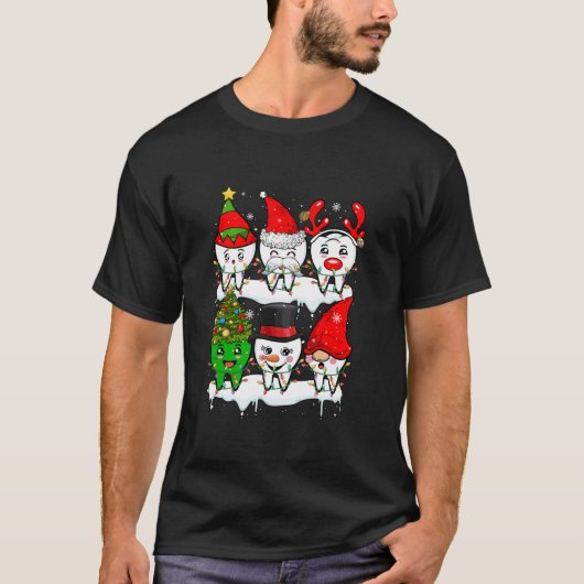 T-shirt Xmas Group Santa Reindeer Elf Teeth Dentist Job De (Devant)