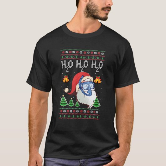T-shirt Xmas H2O H2O H2O Père Noël Scuba Plongée Vilain No (Devant)