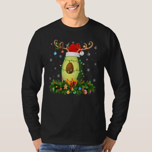 T-shirt Xmas Holiday Reindeer Hat Santa Avocado Fruit Chri (Devant)