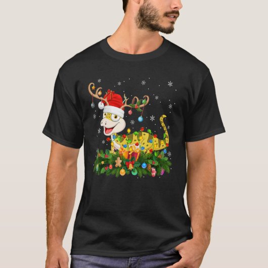 T-shirt Xmas Holiday Reindeer Hat Santa Lizard Christmas (Devant)