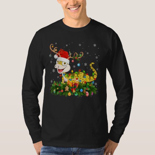 T-shirt Xmas Holiday Reindeer Hat Santa Lizard Christmas (Devant)