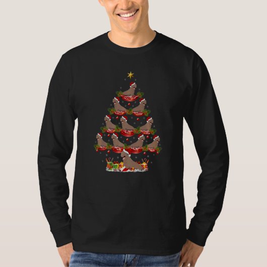 T-shirt Xmas Holiday Santa Elephant Seal Christmas Tree   (Devant)