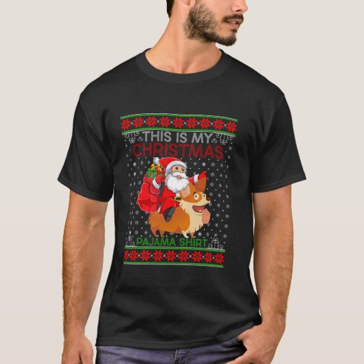 T-shirt Xmas laid Père Noël équitation Cardigan Welsh Corg (Devant)