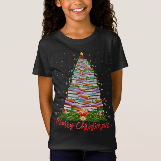 T-Shirt Xmas Light Book Lover Librairie Livres Chri (Devant)