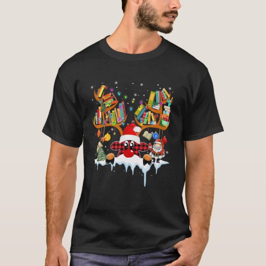 T-shirt Xmas Light Book Lover Librairie Livres Rein (Devant)