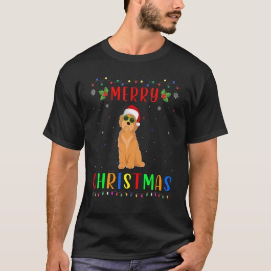 T-shirt Xmas Light Goldendoodle Chien Correspondant Noël P (Devant)