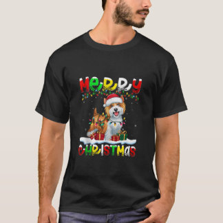 T-shirt Xmas Lighting Santa Hat Tibetan Terrier Dog Merry 