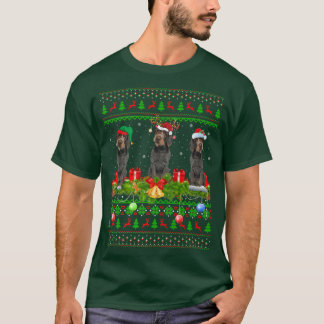 T-shirt Xmas Lighting Santa Ugly German Wirehaired Pointer