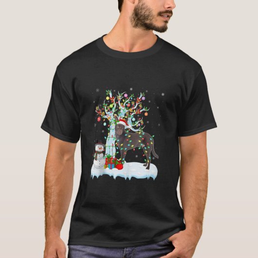 T-shirt Xmas Lighting Tree Santa Hat Australian Kelpie Dog (Devant)