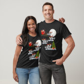 T-shirt Xmas Lighting Tree Santa Riding Siberian Husky Chr (Unisexe)