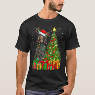 T-shirt Xmas Lights German Wirehaired Pointer Dog Christma