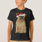 T-shirt Xmas Lights Santa Hat Brussels Griffon Dog Christm (Devant)