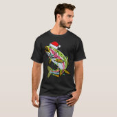 T-shirt Xmas Lights Santa Hat Rainbow Trout Fish Christmas (Devant entier)