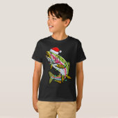 T-shirt Xmas Lights Santa Hat Rainbow Trout Fish Christmas (Devant entier)