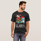 T-shirt Xmas Lights Shark Believe Ugly Santa Riding Shark  (Devant entier)